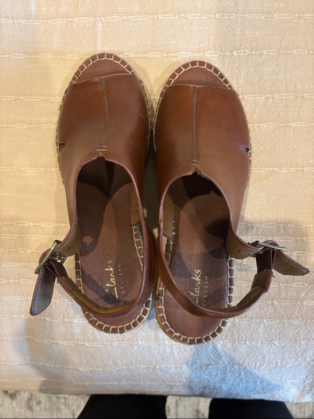 Clarks Brown Leather Espadrille Slingback Sandals size 7M.  Barely worn.